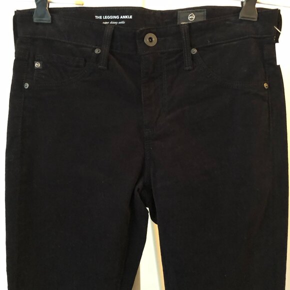 AG THE LEGGING ANKLE SUPER SKINNY BLACK STRETCH VELVET CORDUROY 25 NWOT - Picture 4 of 13